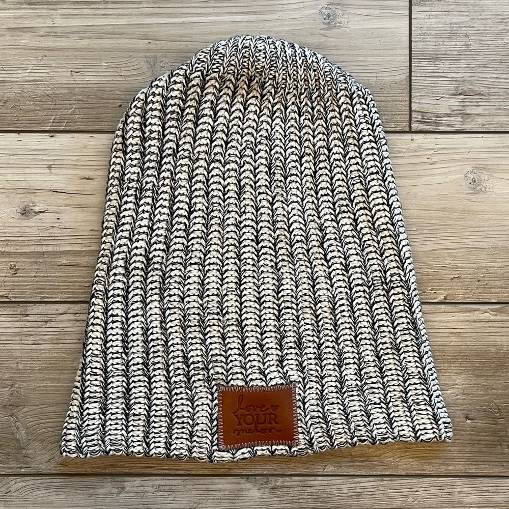 Love Your Melon | Black and Cream Knit Beanie
